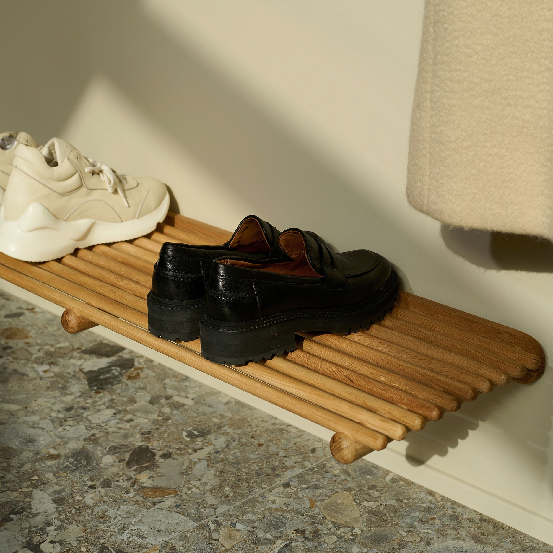 Wood II skohylde olieret - L92 cm